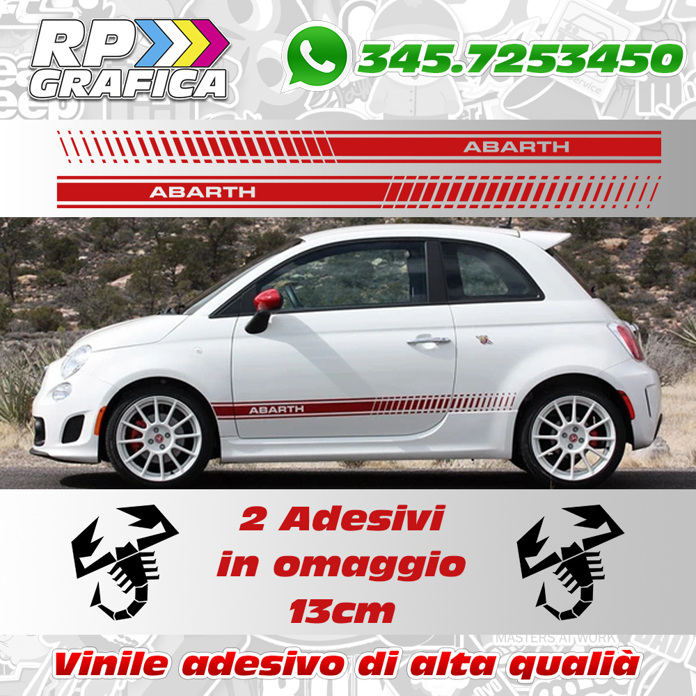 Fasce Laterali Adesive Fiat 500 Abarth 595 fiancate - RP Grafica