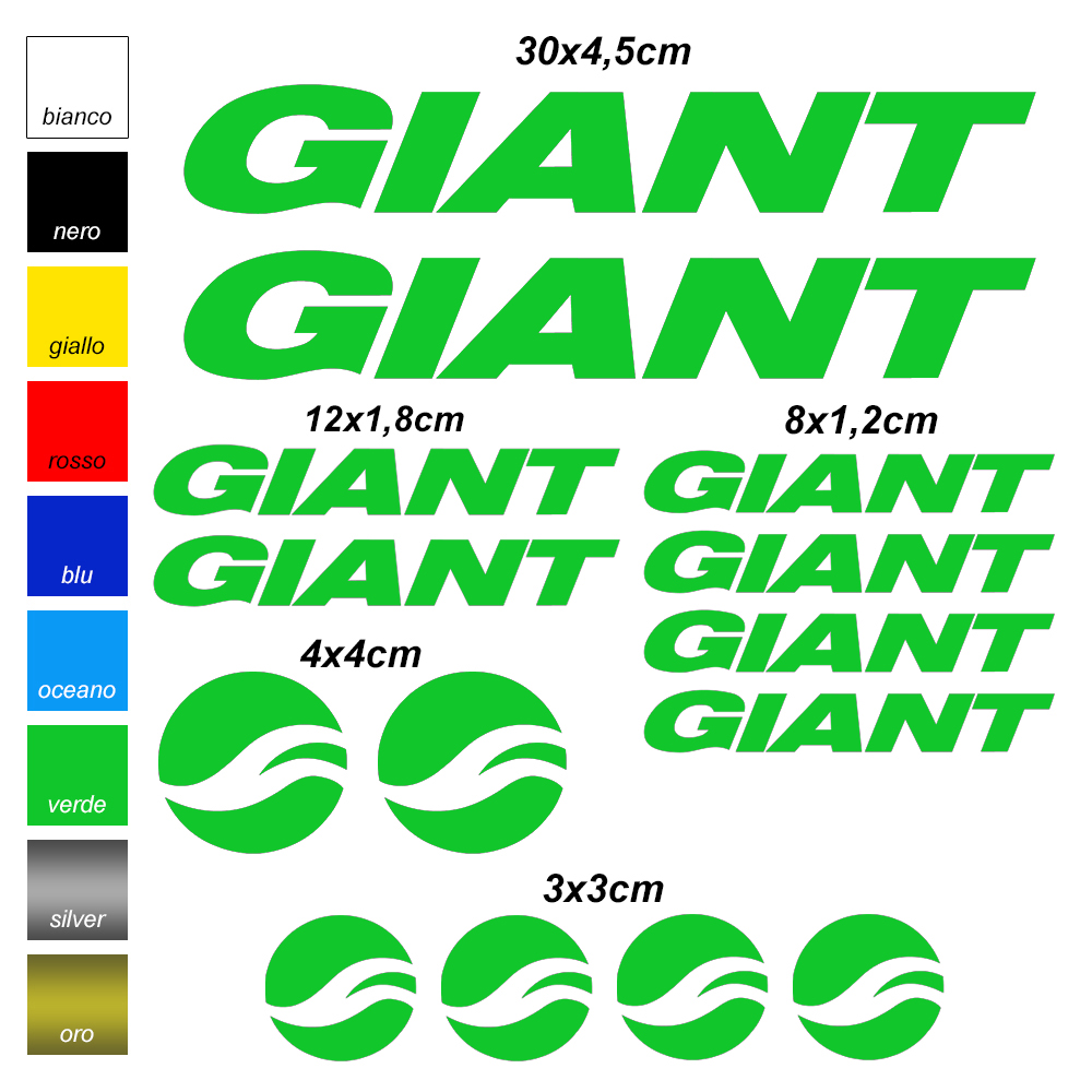 Kit 14 Adesivi per Bici Giant Mountain Bike - RP Grafica